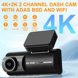 Dash X X7 Pro 4K Front + 2K Rear Dual Dashcam | 170° Wide Angle | WiFi App Control | Night Vision | G-Sensor | Loop Recording | 24H Parking Monitor | Supports 256GB