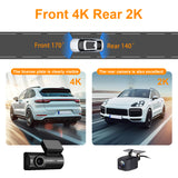 Dash X X7 Pro 4K Front + 2K Rear Dual Dashcam | 170° Wide Angle | WiFi App Control | Night Vision | G-Sensor | Loop Recording | 24H Parking Monitor | Supports 256GB