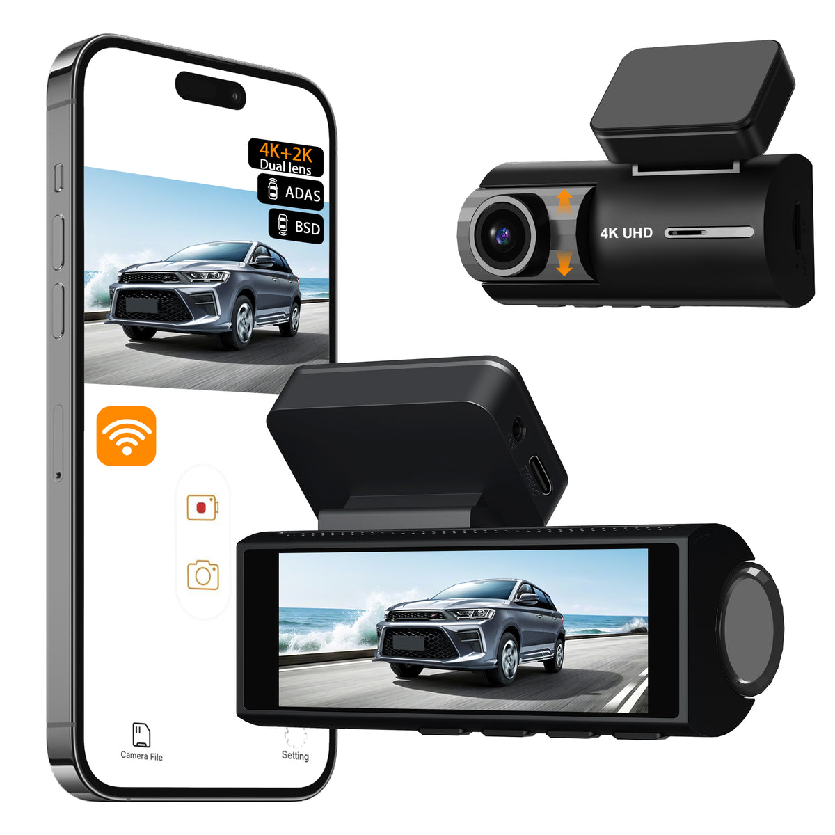 Dash X X7 Pro 4K Front + 2K Rear Dual Dashcam | 170° Wide Angle | WiFi App Control | Night Vision | G-Sensor | Loop Recording | 24H Parking Monitor | Supports 256GB