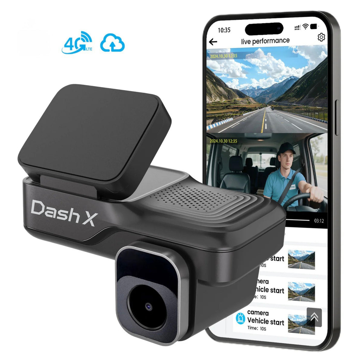 Dash X YBox 4G LTE Smart Dash Cam | Cloud Connected Car Security Camera | Live View Anywhere | Two-Way Voice Talk | Parking Monitoring | GPS Tracking | Night Vision | Mobile App Control