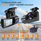 Dash X X11 Ultra 2K Front + 1080P Rear + 1080P Cabin Triple Lens Dashcam | 180° Fisheye Cabin | Night Vision | WiFi App | G-Sensor | Loop Recording | 24H Parking Monitor | 256 GB Support